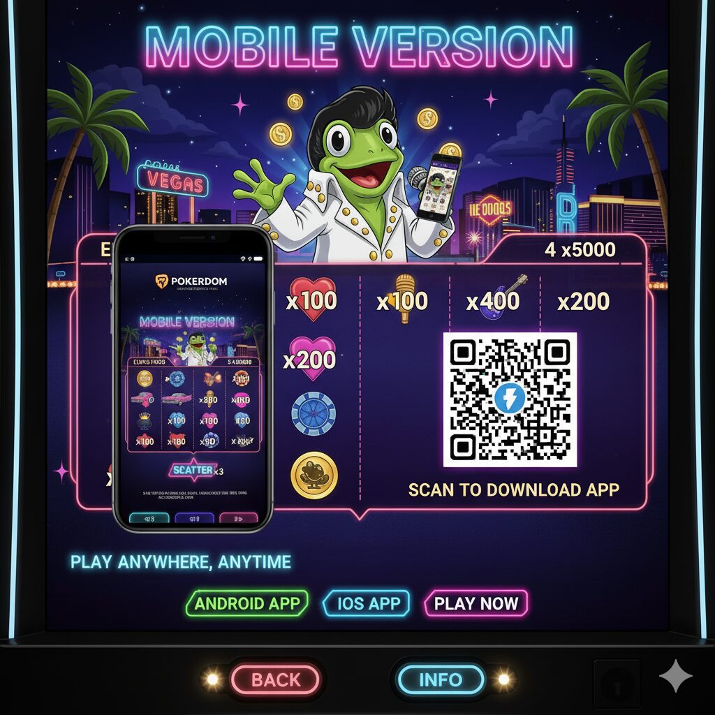 Pokerdom-даги Elvis Frog in Vegas слотининг мобил версияси
