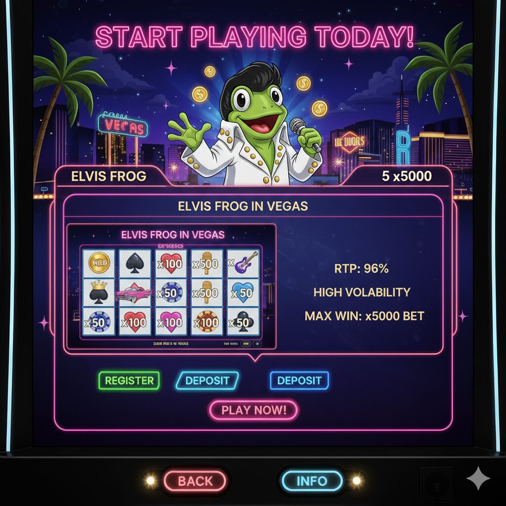 Pokerdom-да Elvis Frog in Vegas ўйинини бугун бошланг
