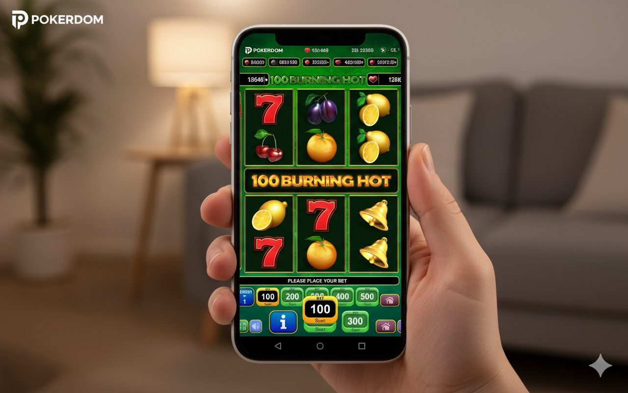 Mobile version of the Burning Hot 100 slot at Pokerdom