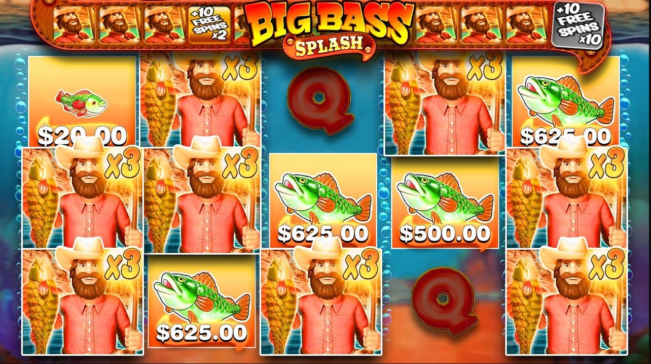 Game screen of the Big Bass Bonanza slot from Pragmatic Play
