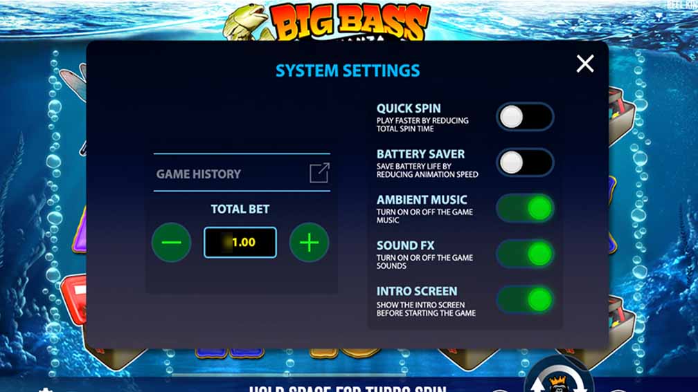 Big Bass Bonanza paytable with fisherman and fish symbols