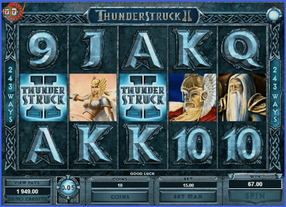 Интерфейс игрового автомата Thunderstruck II в Покердом