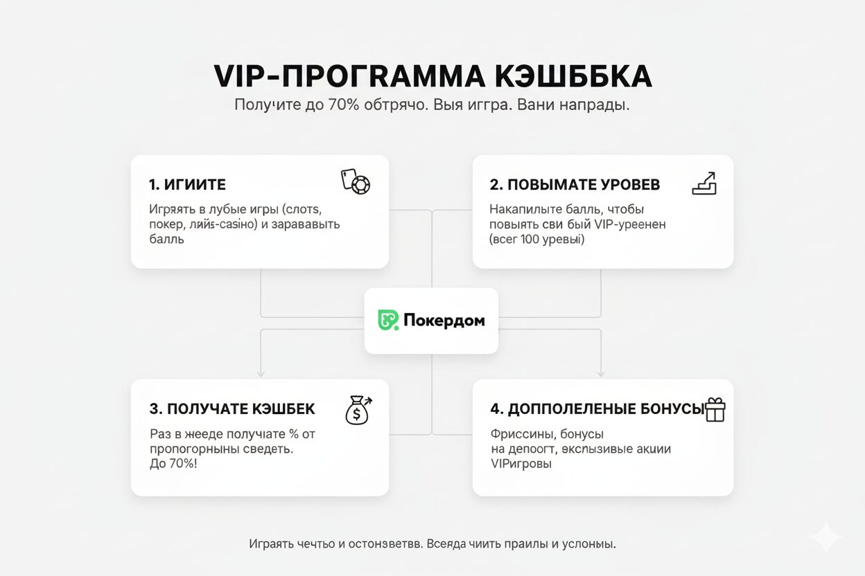 Pokerdom VIP cashback program scheme