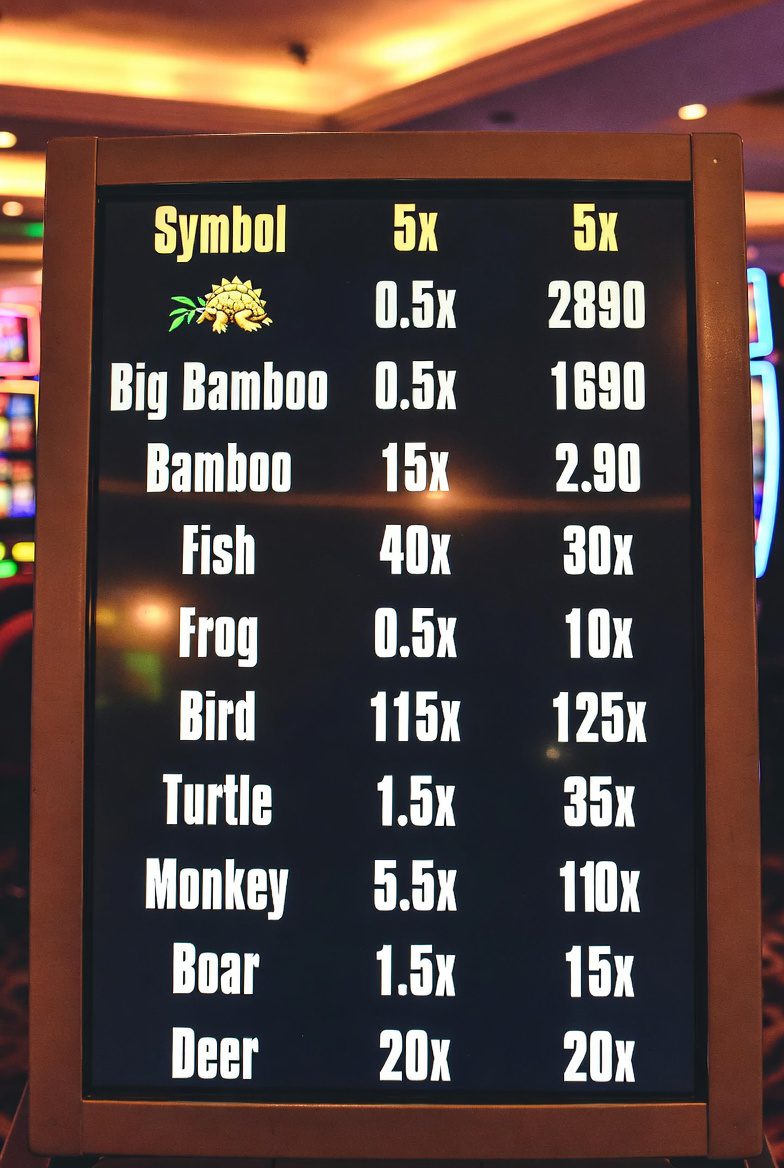 Pokerdom-дағы Big Bamboo слотындағы символдардың төлем кестесі
