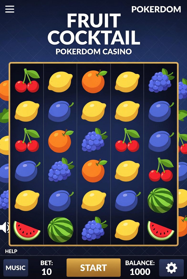 Gameplay in the Fruit Cocktail slot on the Pokerdom platform