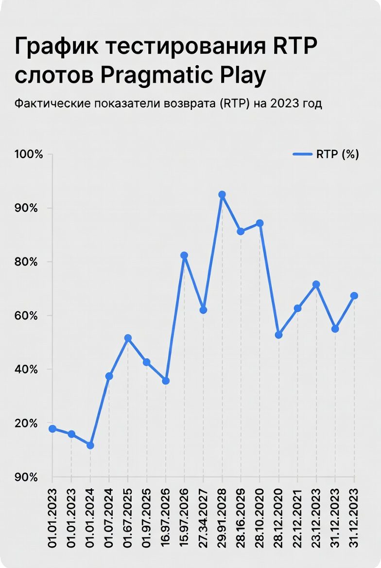 RTP testing chart for Pragmatic Play slots with actual return indicators