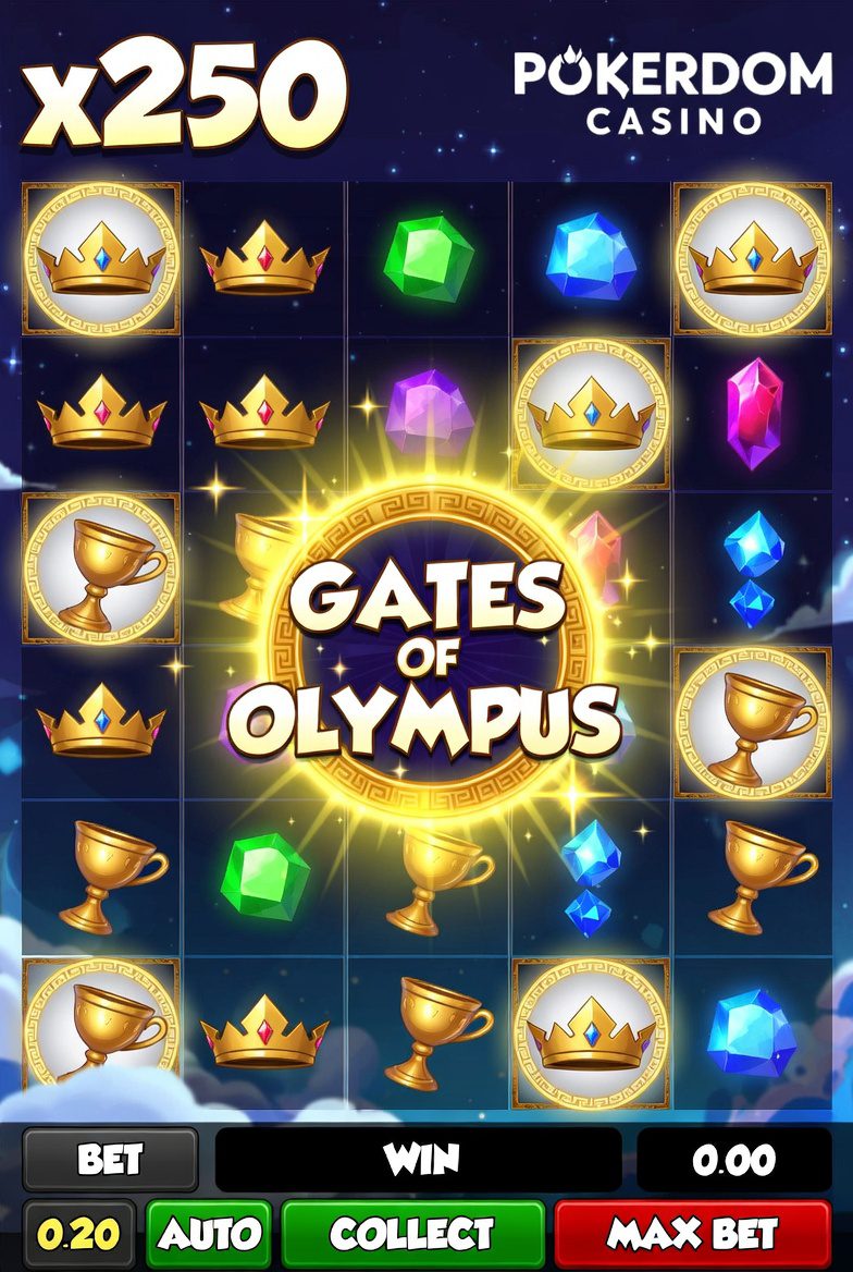 Screenshot of Gates of Olympus gameplay with x250 multipliers at Pokerdom