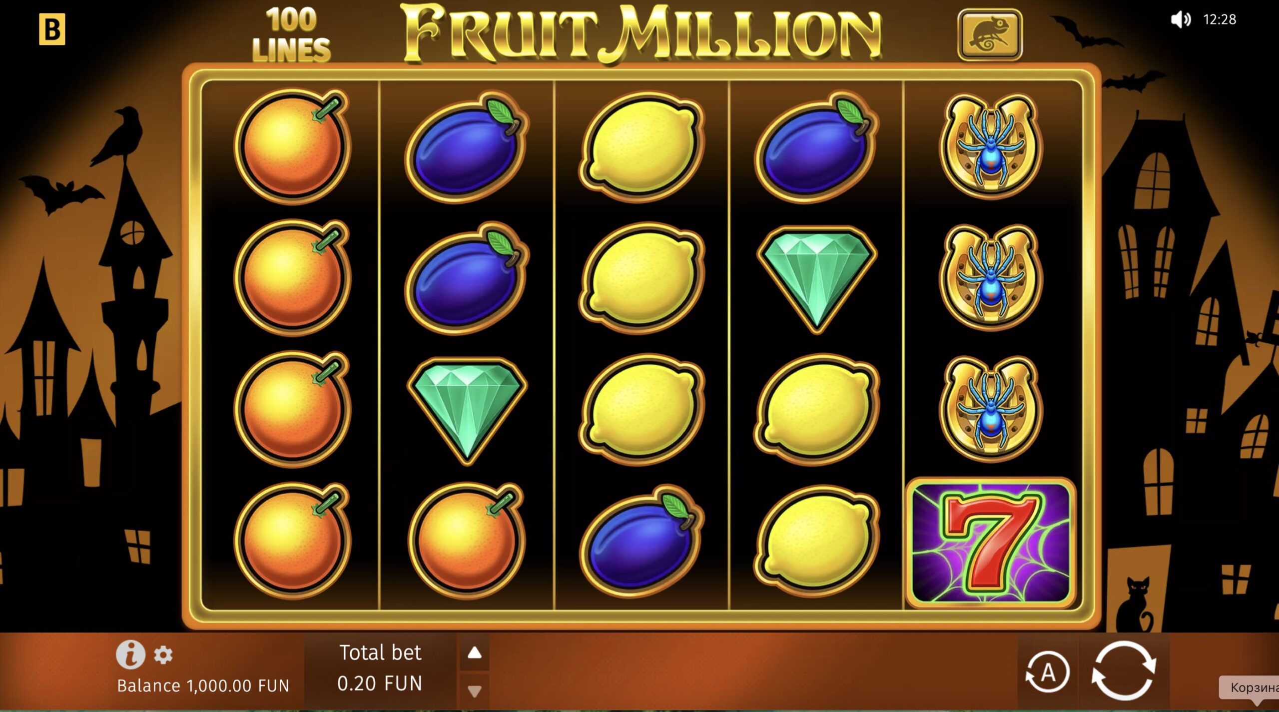 Screenshot of the Fruit Million slot gameplay