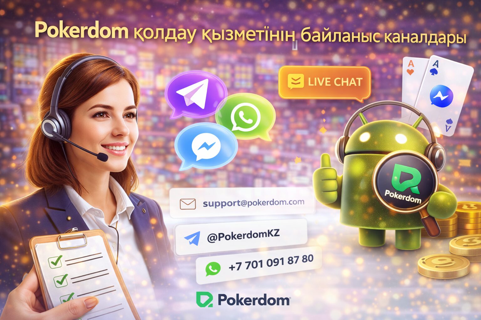 O'zbekiston o'yinchilari uchun Pokerdom qo'llab-quvvatlash xizmati