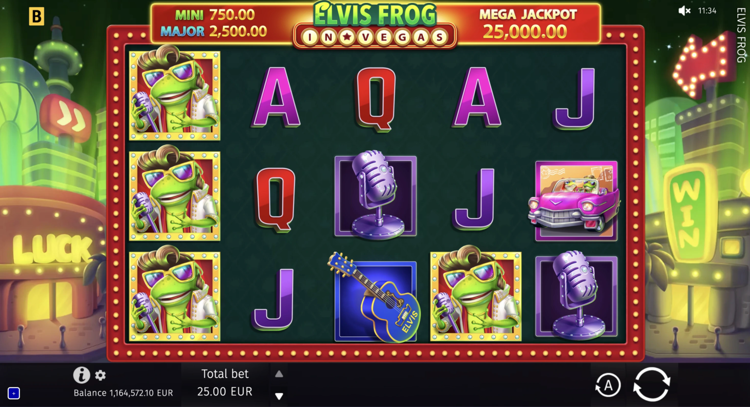 Pokerdom-даги BGaming-дан Elvis Frog in Vegas слот ўйинининг экрани
