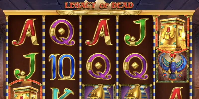 Legacy of Dead bonus round with expanding symbols on all reels
